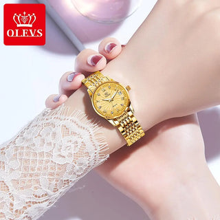 OLEVS Luxury Brand Ladides Automatic Mechanical Wristwatch Waterproof Stainless Steel Simple Watch For Women Gift for girl ALODIA STORE