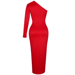 Long Elegant Dresses for Women Summer One Shoulder Maxi Dress Bodycon Sexy Black Slit Fomal Wedding Evening Party Dress 2022 ALODIA STORE