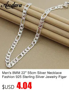 Men's 8MM 20'' 55cm Silver Colour Necklace Fashion  Silver Colour Jewelry Figaro Chain Necklace For Women Male AAA Quality ALODIA STORE