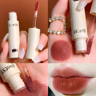 QIBEST Lip Gloss 8 Colors Nude Matte Chocolate Lipstick Waterproof Long Lasting Women Red Lip Tint Velvet Lip Glaze Cosmetics ALODIA STORE