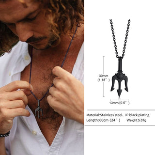 Necklace Man,Neptune Trident Pendant Necklace, Stainless Steel Men Statement Necklaces Sea Lover Gift ALODIA STORE