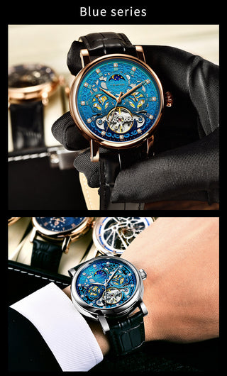 TEVISE Brand Classic Retro Men Watches Automatic Mechanical Watch Men Tourbillon Clock Genuine Leather Waterproof Business Watch ALODIA STORE