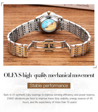OLEVS Luxury Brand Ladides Automatic Mechanical Wristwatch Waterproof Stainless Steel Simple Watch For Women Gift for girl ALODIA STORE