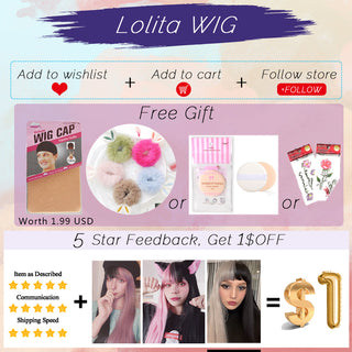 Lolita synthetic Wig Pink Wig Blonde wig Long Streight hair With Bangs Natural wigs For women hair Cosplay Wig ALODIA STORE