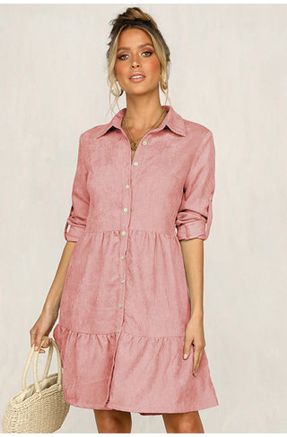 Shirt Dress Long Sleeve Women Clothing Autumn Winter Dress Button Turn-down Collar Ladies A-line Mini Party Dress 2022 Vestidos ALODIA STORE