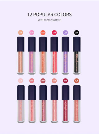 QIBEST 12 Colors Shimmer Liquid Lipstick Diamond Lip gloss Cosmetic Lip Tint Glitter Waterproof Moisturizer Makeup Lip Gloss ALODIA STORE