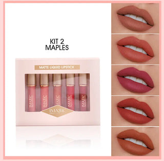 IMAGIC  5-color Set Waterproof Matte Velvet Nude Nude Color Lipstick Lip Gloss Deep Red Long Lasting Lip Gloss Female Lip - Alodia Store
