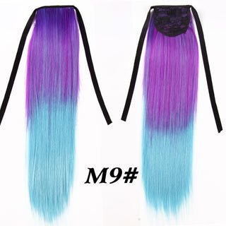Synthetic Ponytails 20Inch Long Straight  Pony Tail Hair Extensions Drawstring Ponytail Clip In Fake Hair Tail Ombre ALODIA STORE
