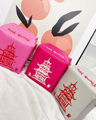 ENJOININ Chinese Takeout Box Purse Pu Leather Women ALODIA STORE