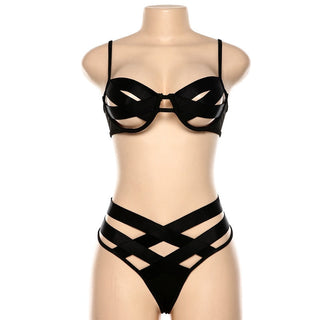 Echonight Transparent Lingerie Bandage Hollow Out Women's Underwear Set Sexy Female Bra and Party Set Erotic Lingerie Wholesale ALODIA STORE