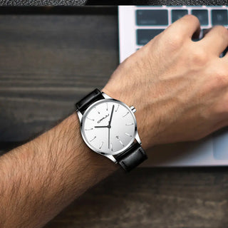 Mens Watches CRRJU Full Steel Casual Waterproof Watch for Man Leather Quartz Watch Men's Dress Calendar Watch Relogio Masculino ALODIA STORE