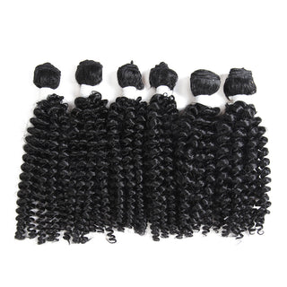 SOKU Kinky Curly Synthetic Hair Weaving 18-22 Inch Hair Extension Black Hair Weft Heat Resistant Fiber Hair Weave Bundles ALODIA STORE