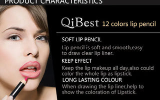 QIBEST 12Colors Lip Liner Lip Makeup Long-lasting Matte Lipliner Pencil Waterproof Moisturizing Lipstick Contour Cosmetics TSLM2 ALODIA STORE