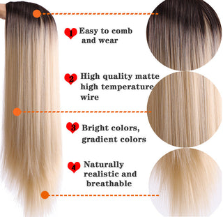 SHANGKE Synthetic Cosplay Wig Long Straight Middle Part Hair Blonde Pink Black Heat Resistant Fiber Long Hair Wigs For Women ALODIA STORE