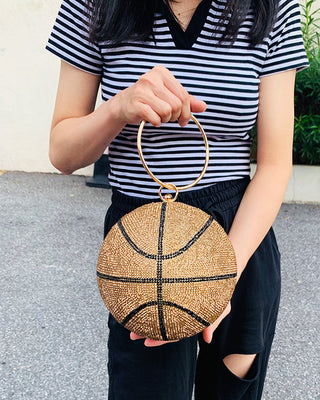Luxury Basketball Diamond Party Evening Bag Purses and Handbag for Women Ball Shape Shoulder Bag Clutch Designer Crossbody Bag ALODIA STORE