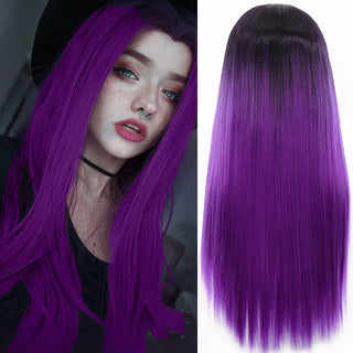 SHANGKE Synthetic Cosplay Wig Long Straight Middle Part Hair Blonde Pink Black Heat Resistant Fiber Long Hair Wigs For Women ALODIA STORE