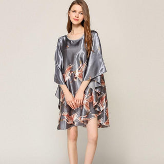 Plus Size Nightgown Sleepwear Women's Summer Nightwear Robe Lady Sexy Nightdress Silk Rayon Loose Bathrobe Gown Home Dress ALODIA STORE