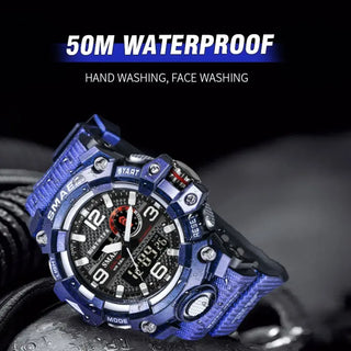SMAEL Men Sport Watches Dual Time Digital Watch Quartz 50m Waterproof Watch Led Military Watch Sport 8035 Men Watches Wristwatch ALODIA STORE