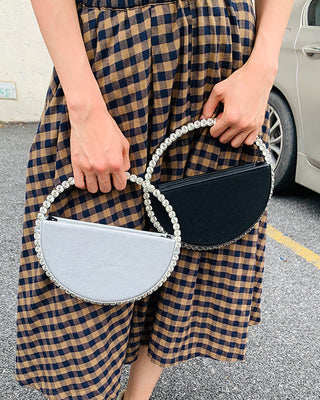 Luxury Colored Diamond Half Moon Women Purses and Handbags Evening Bag Serpentine Designer Party Clutch Bag Chic Wedding Bag ALODIA STORE