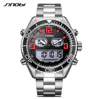 SINOBI Men's Sports Watch Luxury Male Stainless Steel Chronograph Quartz Watches Military Wrist Watch Gift for Men Reloj Saat ALODIA STORE