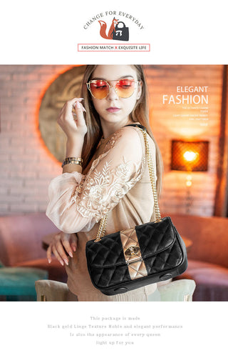 FOXER Women Crossbody Shoulder Bag Diamond Lattice Handbag Lady Purse Split Leather Chain Strap Messenger Bag Valentine Day Gift ALODIA STORE