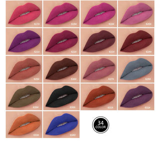 QIBEST Matte Lip Gloss Lip Makeup 34 Colors Velet Nude Waterproof Lipgloss Matte Lipstick Liquid Lipstick Long lasting Lip Tint ALODIA STORE
