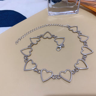 New Hollow Korean Sweet Love Heart Choker Necklace Statement Girlfriend Gift Cute Bicolor Necklace Jewelry Collier Femme 2022 ALODIA STORE