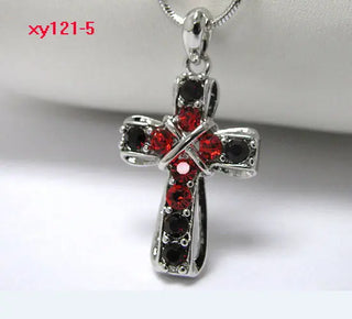 Fashion Cross Necklace Multi Color Crystal Rhinestone Pendant Necklace with 45cm Snake Chain one piece  xy121 ALODIA STORE