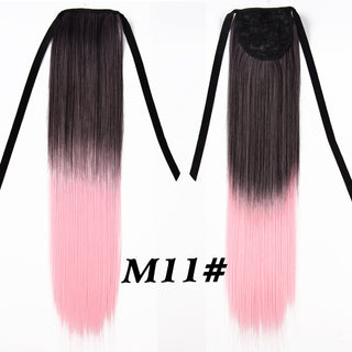 Synthetic Ponytails 20Inch Long Straight  Pony Tail Hair Extensions Drawstring Ponytail Clip In Fake Hair Tail Ombre ALODIA STORE