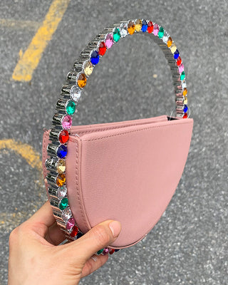 Luxury Colored Diamond Half Moon Women Purses and Handbags Evening Bag Serpentine Designer Party Clutch Bag Chic Wedding Bag ALODIA STORE