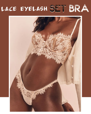 Sexy Lingerie Women Underwear Set Eyelash lace Brassiere Lingerie Set Sex Lace Bralette Bra and Panty Set Panties Wholesale ALODIA STORE