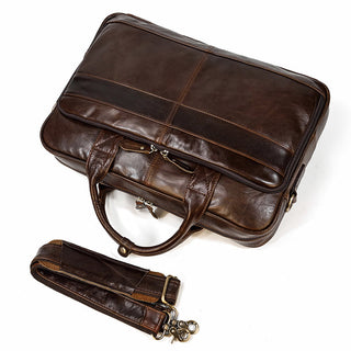 MAHEU Retro Laptop Briefcase Bag Genuine Leather Handbags Casual 15.6 Pad Bag Daily Working Tote Bags Men Male bag for documents ALODIA STORE
