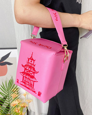 ENJOININ Chinese Takeout Box Purse Pu Leather Women ALODIA STORE