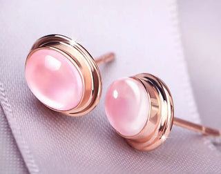 High Quality Natural Stones QUARTZ Clavicle Chain Necklace Pink Stone Earrings Wholesale necklace Jewelry Set For grandma Mum ALODIA STORE