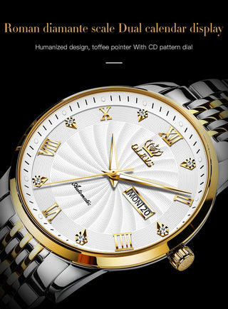 OLEVS Top Brand Automatic Mechanical Men Watch Threaded Dial Waterproof Stainless Steel Strap Classic Men's Watches Luxury ALODIA STORE