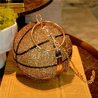 Luxury Basketball Diamond Party Evening Bag Purses and Handbag for Women Ball Shape Shoulder Bag Clutch Designer Crossbody Bag ALODIA STORE