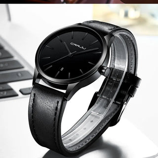 Mens Watches CRRJU Full Steel Casual Waterproof Watch for Man Leather Quartz Watch Men's Dress Calendar Watch Relogio Masculino ALODIA STORE