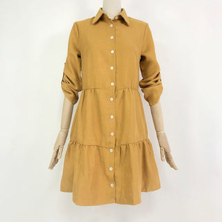 Shirt Dress Long Sleeve Women Clothing Autumn Winter Dress Button Turn-down Collar Ladies A-line Mini Party Dress 2022 Vestidos ALODIA STORE