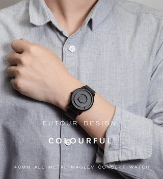 EUTOUR New Innovative Blue Gold Magnetic Metal Multifunctional Watch Men's Fashion Sports Quartz Watch Simple Men's Watch ALODIA STORE