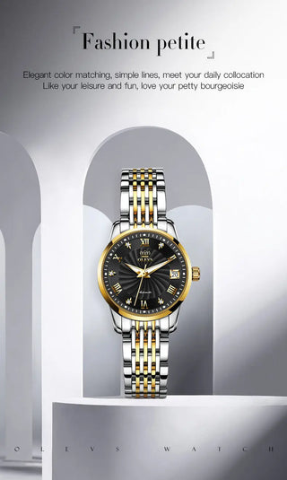 OLEVS Luxury Brand Ladides Automatic Mechanical Wristwatch Waterproof Stainless Steel Simple Watch For Women Gift for girl ALODIA STORE