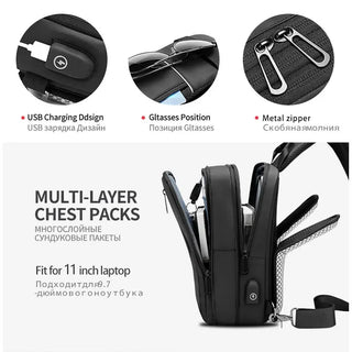 EURCOOL Crossbody Bag Men USB Charging Chest Pack Travel Water Repellent Hand Casual Shoulder Bag Male Purses сумки на плечо ALODIA STORE