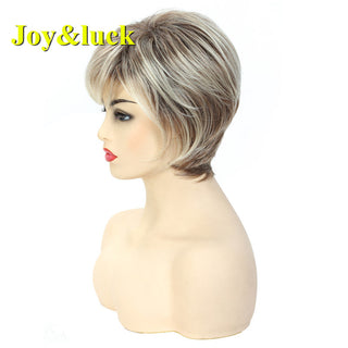 Short Ombre Blonde Wig Synthetic Bob Straight Hair With Bangs Women Natural Daily Wear Wig ALODIA STORE