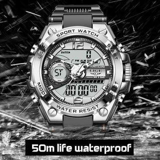 Relogio Masculino 2022 LIGE Sport Men Quartz Digital Watch Creative Diving Watches Men Waterproof Alarm Watch Dual Display Clock ALODIA STORE