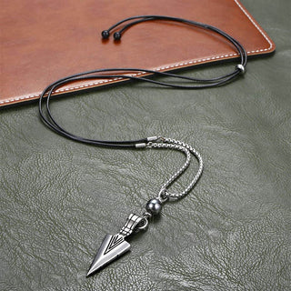 Unique Men's Necklace Stainless Steel Arrow Pendant Matte Black Glass Beaded Necklace Male Jewelry Dropshipping DNM07 ALODIA STORE