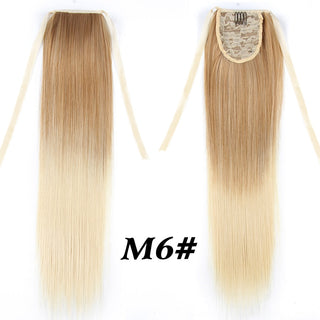 Synthetic Ponytails 20Inch Long Straight  Pony Tail Hair Extensions Drawstring Ponytail Clip In Fake Hair Tail Ombre ALODIA STORE