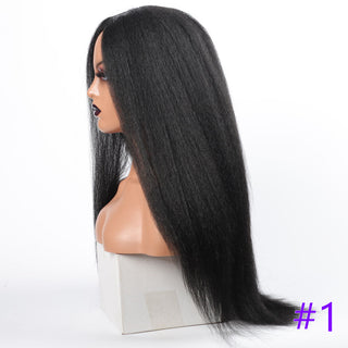 Long Kinky Straight Synthetic Wigs for Black Women Black Brown Blonde Ginger Red White Hair Afro Wigs Synthetic STW Hair Wigs ALODIA STORE