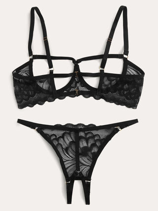 Ellolace Lingerie Set Sexy Hollow Out Lingerie Underwear Set Women's Push Up Bra Erotic Lingerie Sex Underwear For Women ALODIA STORE