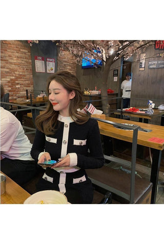QWEEK Korean style Bodycon Dress Elegant Longsleeve ALODIA STORE