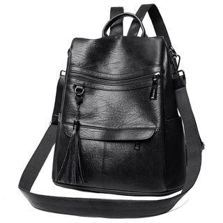 New Women Backpacks Soft Leather Fashion Casual Tassel ALODIA STORE