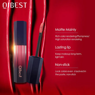 QIBEST Matte Lip Gloss Lips Makeup Moisturizer Lipstick Long Lasting Liquid Lipstick Lip Tint Cosmetics Lipgloss Lightweight ALODIA STORE